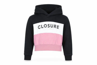 Closure Girls Black Colourblock Cotton Pullover Hoodie Size 8-9 Years  Pullover