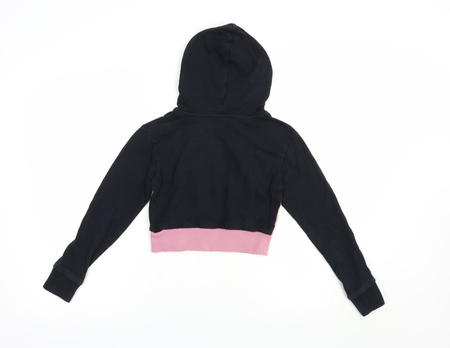 Closure Girls Black Colourblock Cotton Pullover Hoodie Size 8-9 Years  Pullover