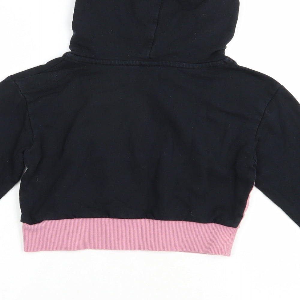 Closure Girls Black Colourblock Cotton Pullover Hoodie Size 8-9 Years  Pullover