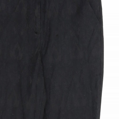 New Look Womens Black Floral Cotton Dress Pants Trousers Size 10 L25 in Regular Hook & Loop