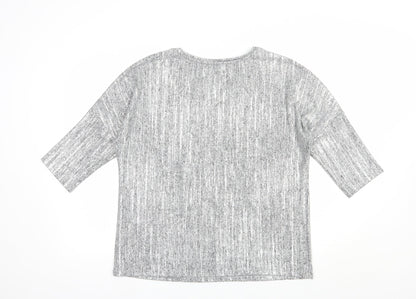 TU Womens Silver V-Neck  Polyacrylate Fibre Pullover Jumper Size 14