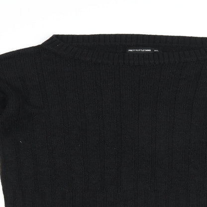 Womens UK Size M PRETTYLITTLETHING Black Pullover Jumper