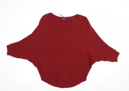 LEONARDO Womens Red Boat Neck  Acrylic Pullover Jumper Size M