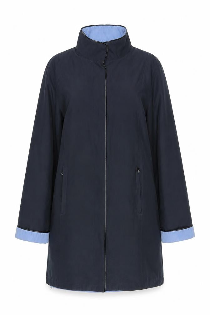 Womens UK Size 12 David Barry Blue Rain Coat