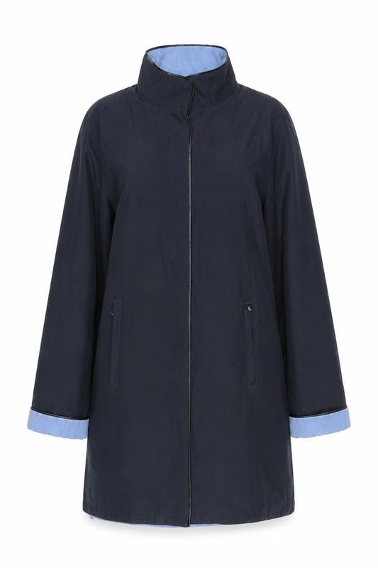Womens UK Size 12 David Barry Blue Rain Coat