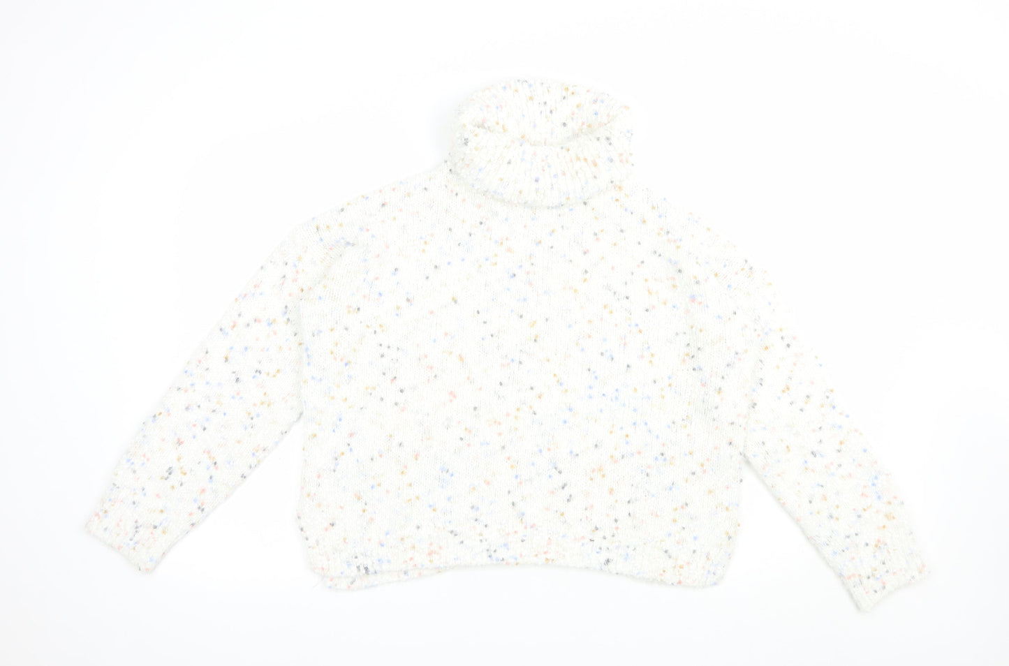 F&F Womens White Roll Neck  Polyester Pullover Jumper Size 12