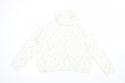 F&F Womens White Roll Neck  Polyester Pullover Jumper Size 12