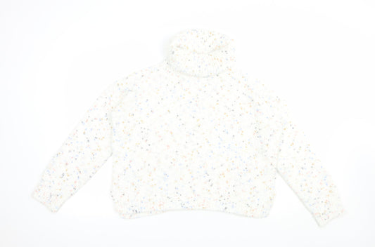 F&F Womens White Roll Neck  Polyester Pullover Jumper Size 12