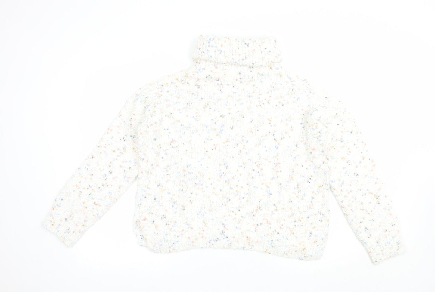 F&F Womens White Roll Neck  Polyester Pullover Jumper Size 12