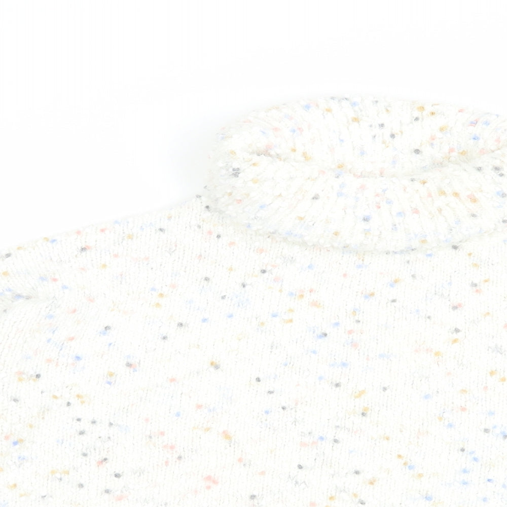 F&F Womens White Roll Neck  Polyester Pullover Jumper Size 12