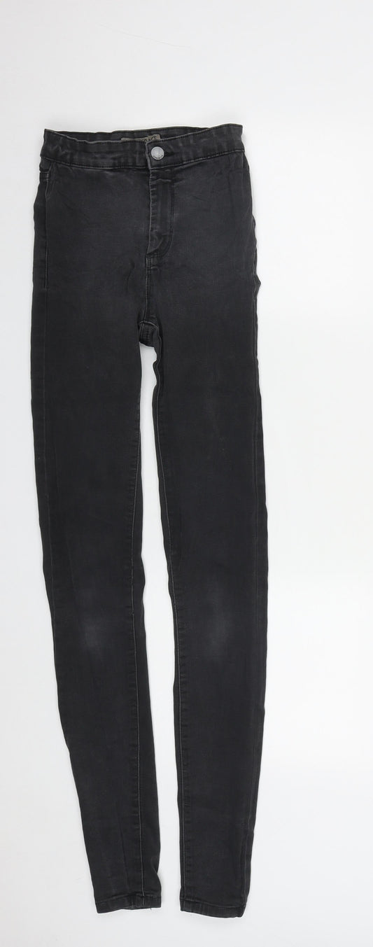 Denim & Co. Womens Black  Cotton Straight Jeans Size 6 L31 in Regular Zip