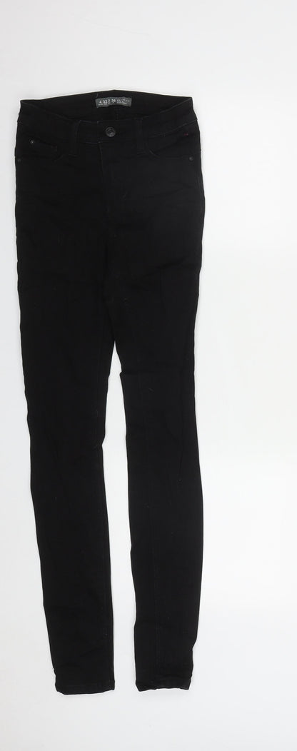 Denim & Co. Womens Black  Cotton Straight Jeans Size 4 L29 in Regular Zip