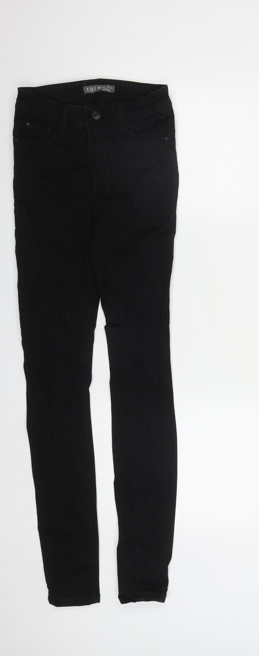 Denim & Co. Womens Black  Cotton Straight Jeans Size 4 L29 in Regular Zip