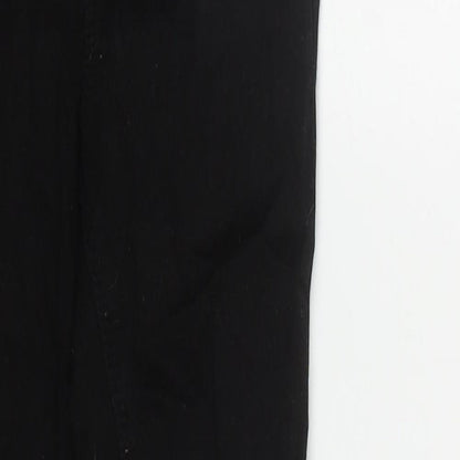 Denim & Co. Womens Black  Cotton Straight Jeans Size 4 L29 in Regular Zip