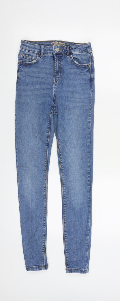 Denim & Co. Womens Blue  Cotton Straight Jeans Size 8 L27 in Regular Zip