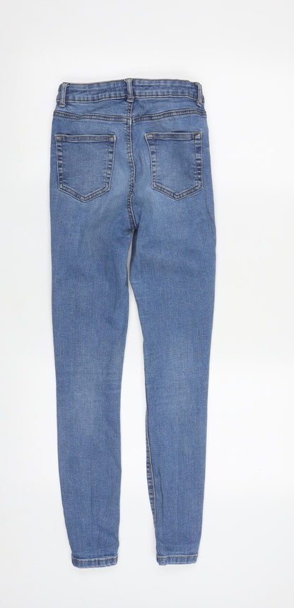 Denim & Co. Womens Blue  Cotton Straight Jeans Size 8 L27 in Regular Zip