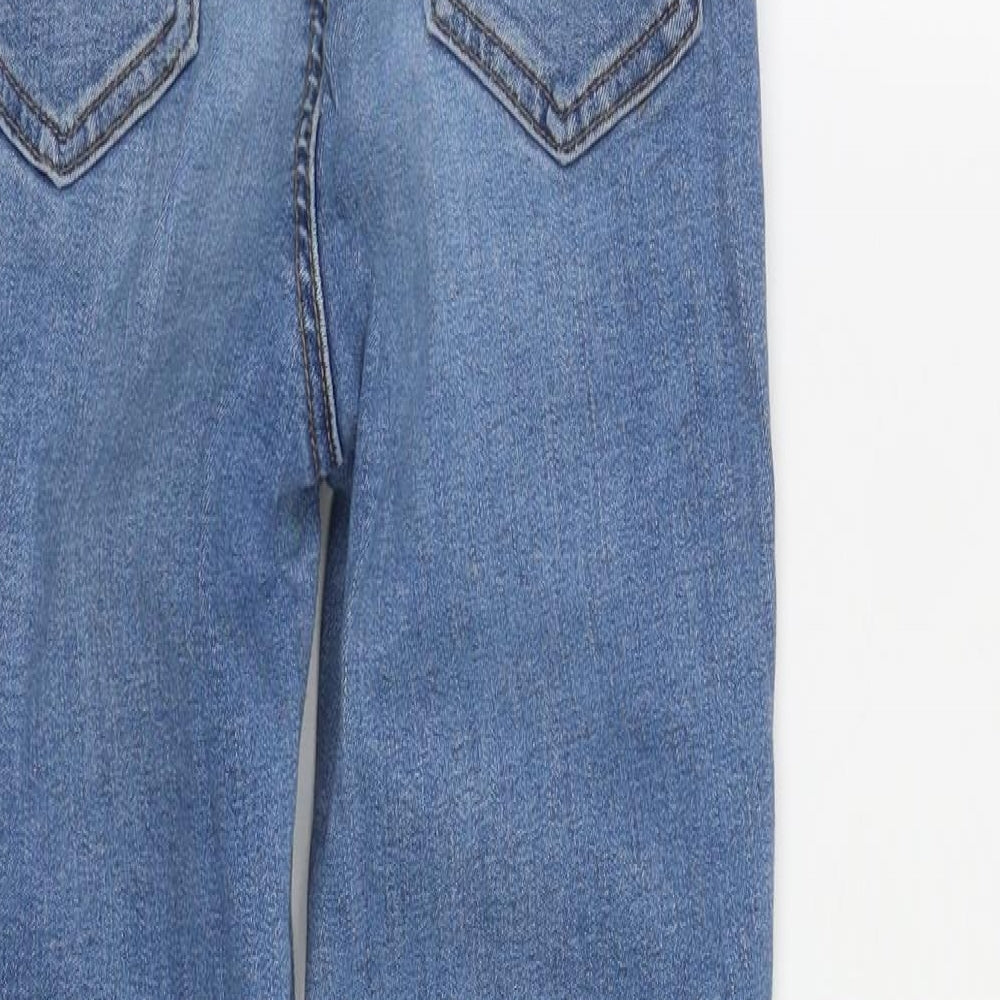 Denim & Co. Womens Blue  Cotton Straight Jeans Size 8 L27 in Regular Zip