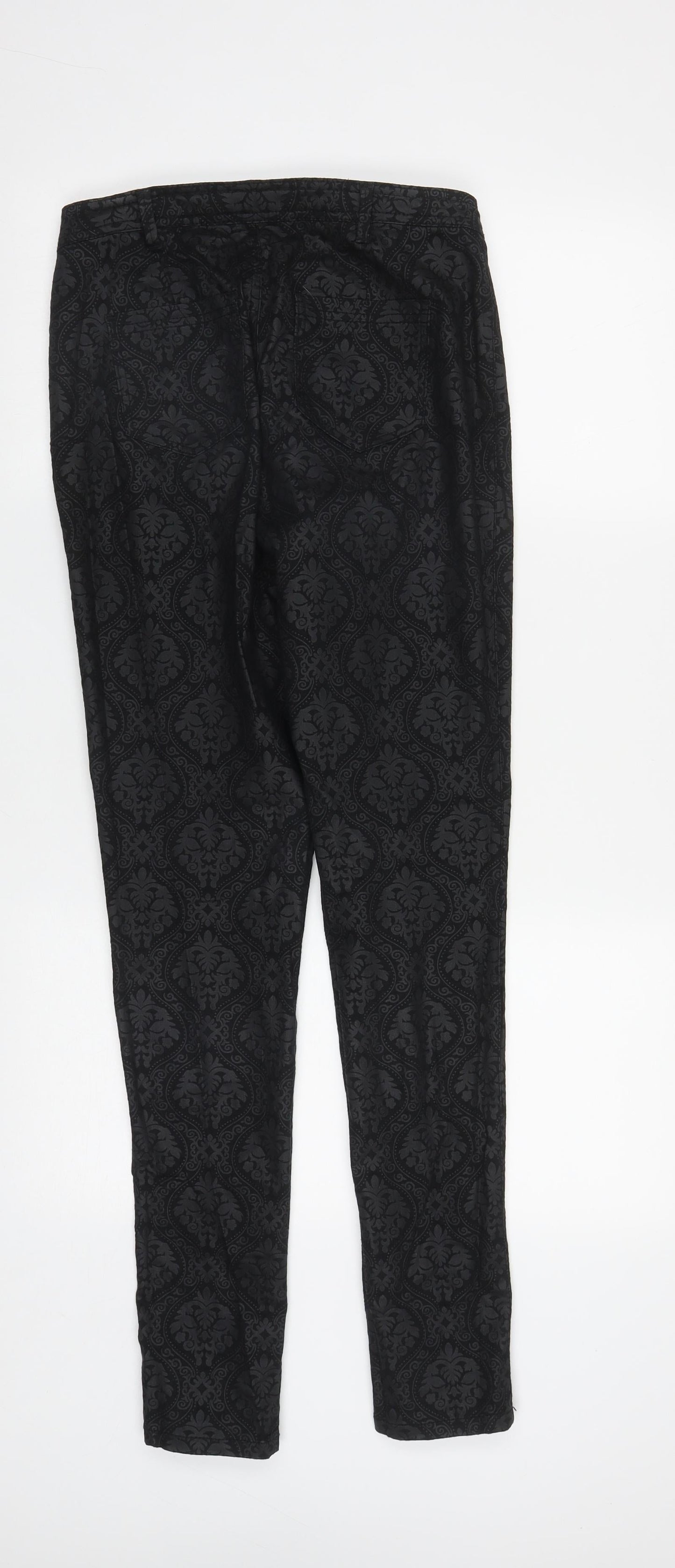 Dorothy Perkins Womens Beige Geometric Cotton Straight Jeans Size 8 L31 in Regular Zip