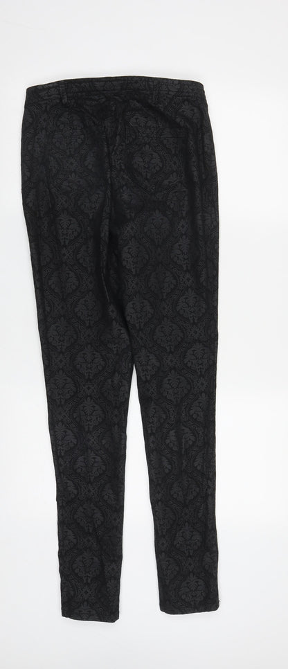 Dorothy Perkins Womens Beige Geometric Cotton Straight Jeans Size 8 L31 in Regular Zip