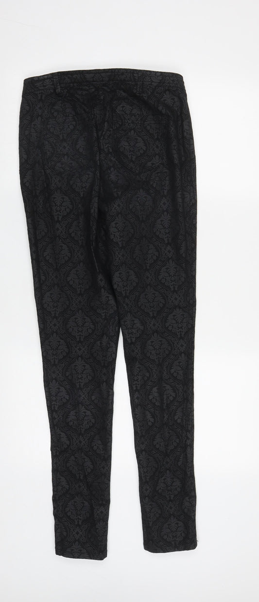 Dorothy Perkins Womens Beige Geometric Cotton Straight Jeans Size 8 L31 in Regular Zip