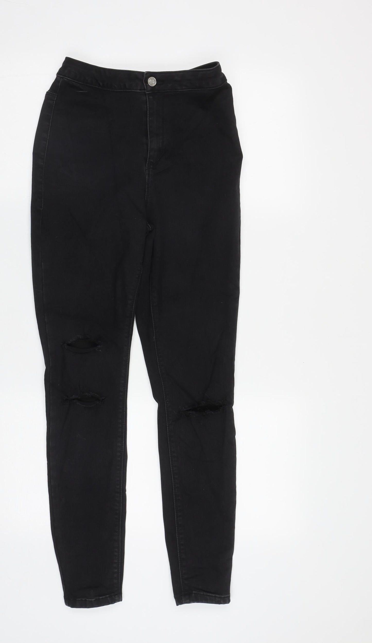 Missguided Womens Black  Cotton Straight Jeans Size 10 L27 in Regular Zip