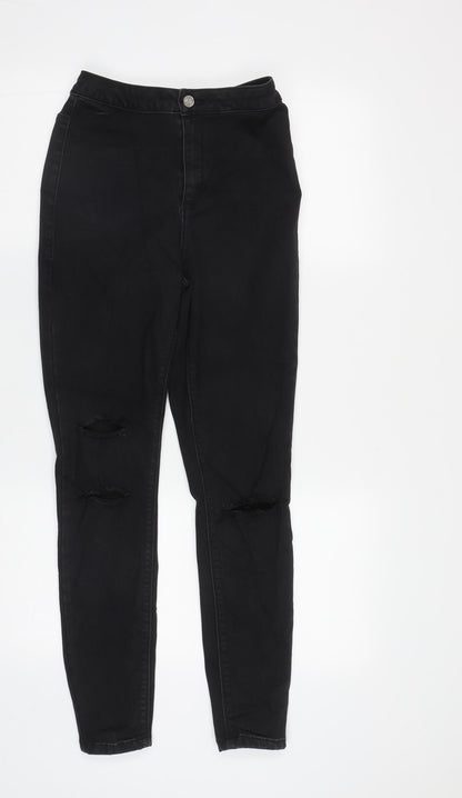 Missguided Womens Black  Cotton Straight Jeans Size 10 L27 in Regular Zip
