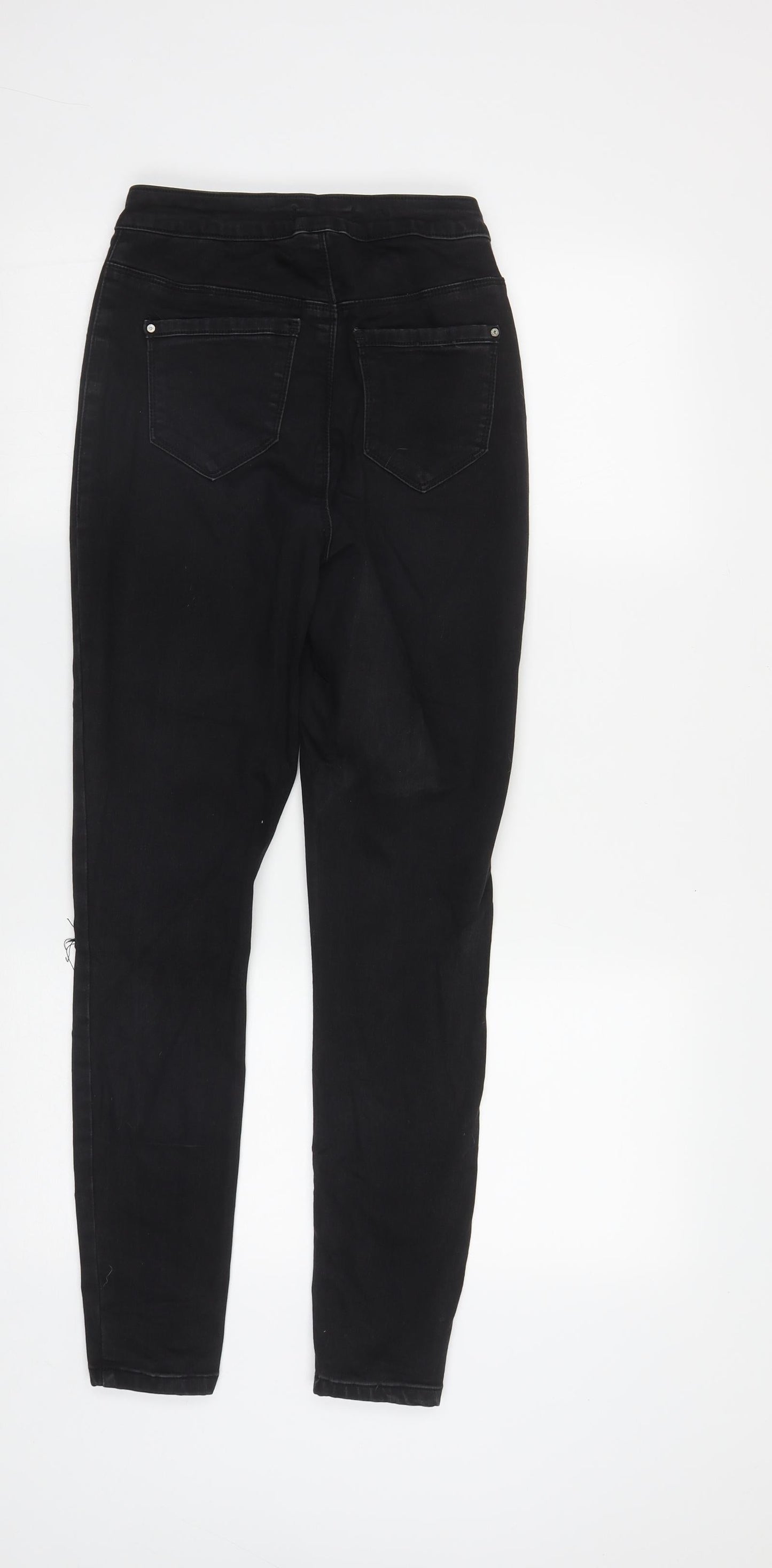 Missguided Womens Black  Cotton Straight Jeans Size 10 L27 in Regular Zip