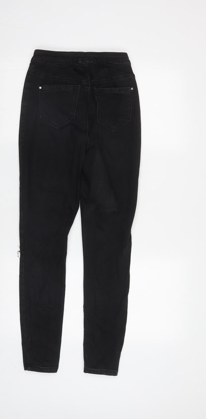 Missguided Womens Black  Cotton Straight Jeans Size 10 L27 in Regular Zip