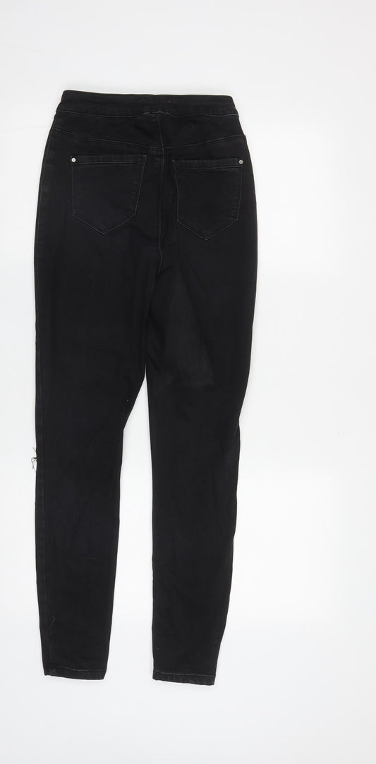 Missguided Womens Black  Cotton Straight Jeans Size 10 L27 in Regular Zip