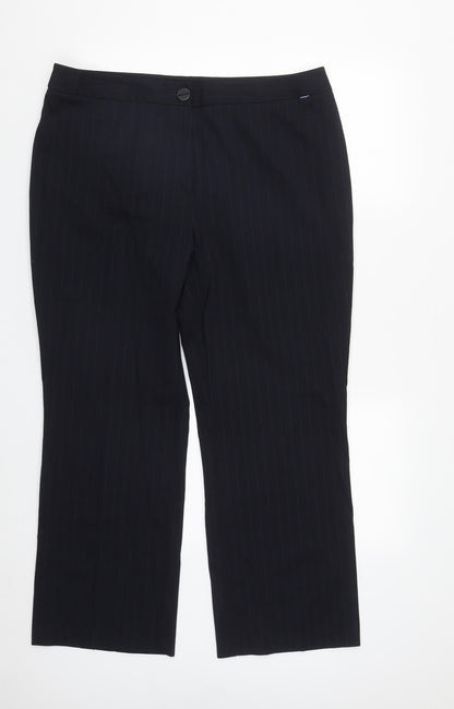 Preworn Womens Blue Striped Polyester Trousers  Size 18 L30 in Regular Zip