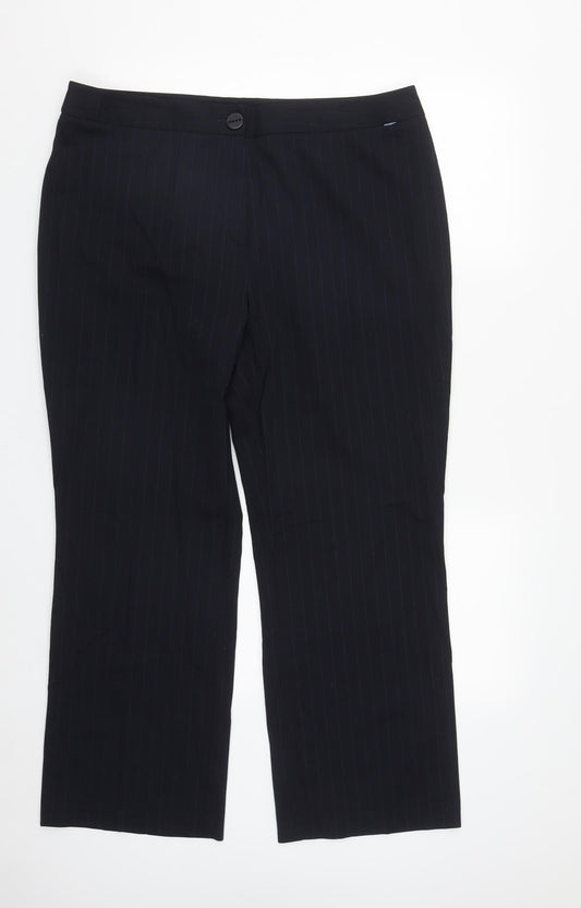 Preworn Womens Blue Striped Polyester Trousers  Size 18 L30 in Regular Zip