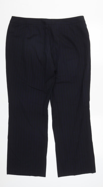 Preworn Womens Blue Striped Polyester Trousers  Size 18 L30 in Regular Zip