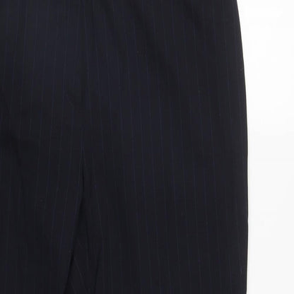 Preworn Womens Blue Striped Polyester Trousers  Size 18 L30 in Regular Zip