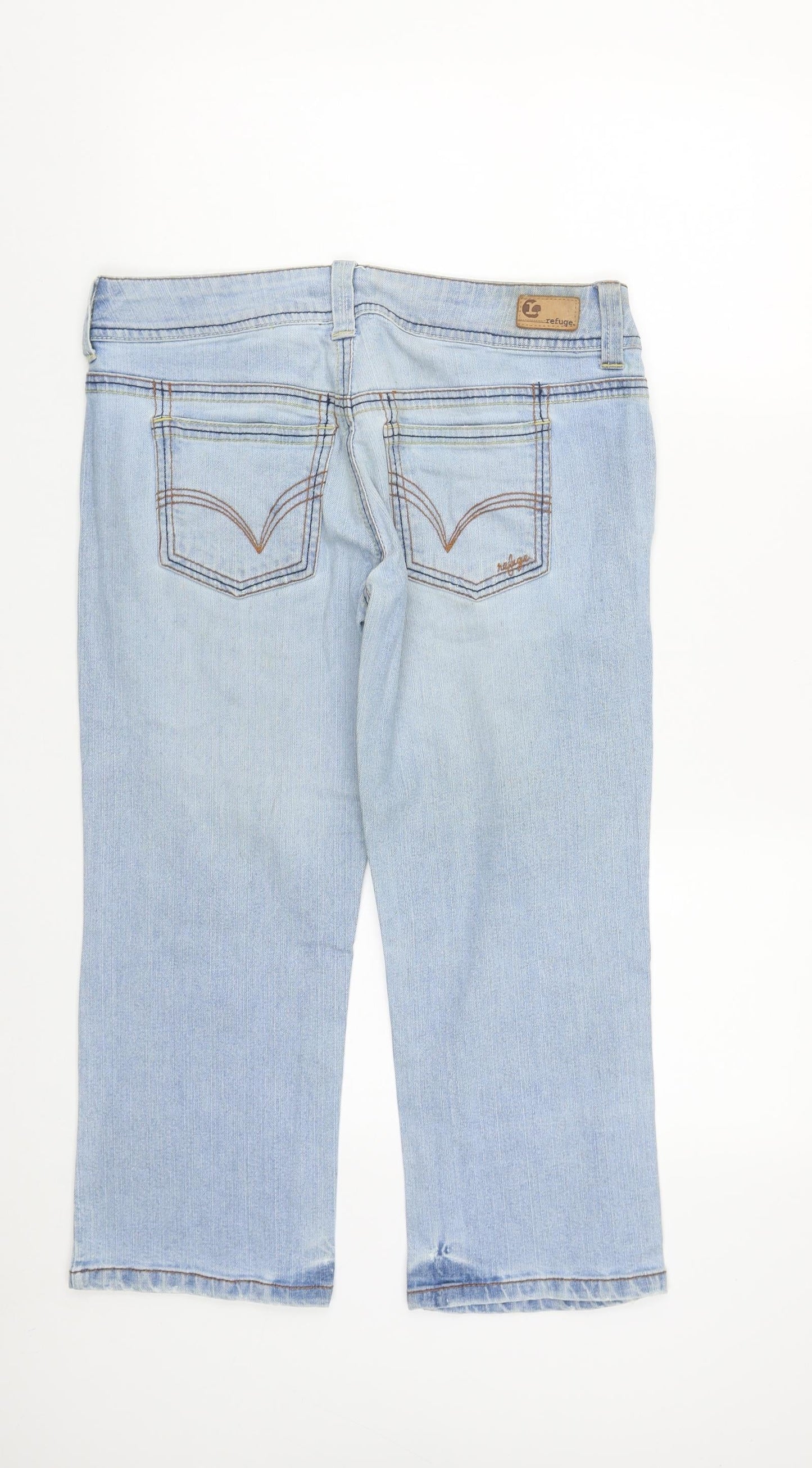 Refuse Womens Blue  Cotton Cropped Jeans Size 32 in L23 in Regular Zip