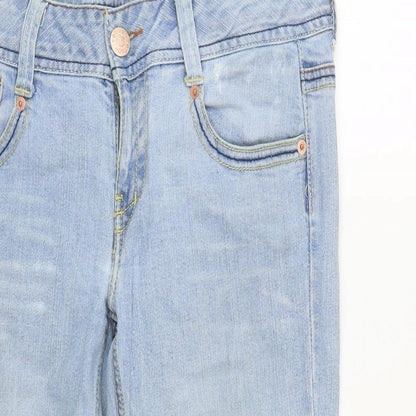 Refuse Womens Blue  Cotton Cropped Jeans Size 32 in L23 in Regular Zip
