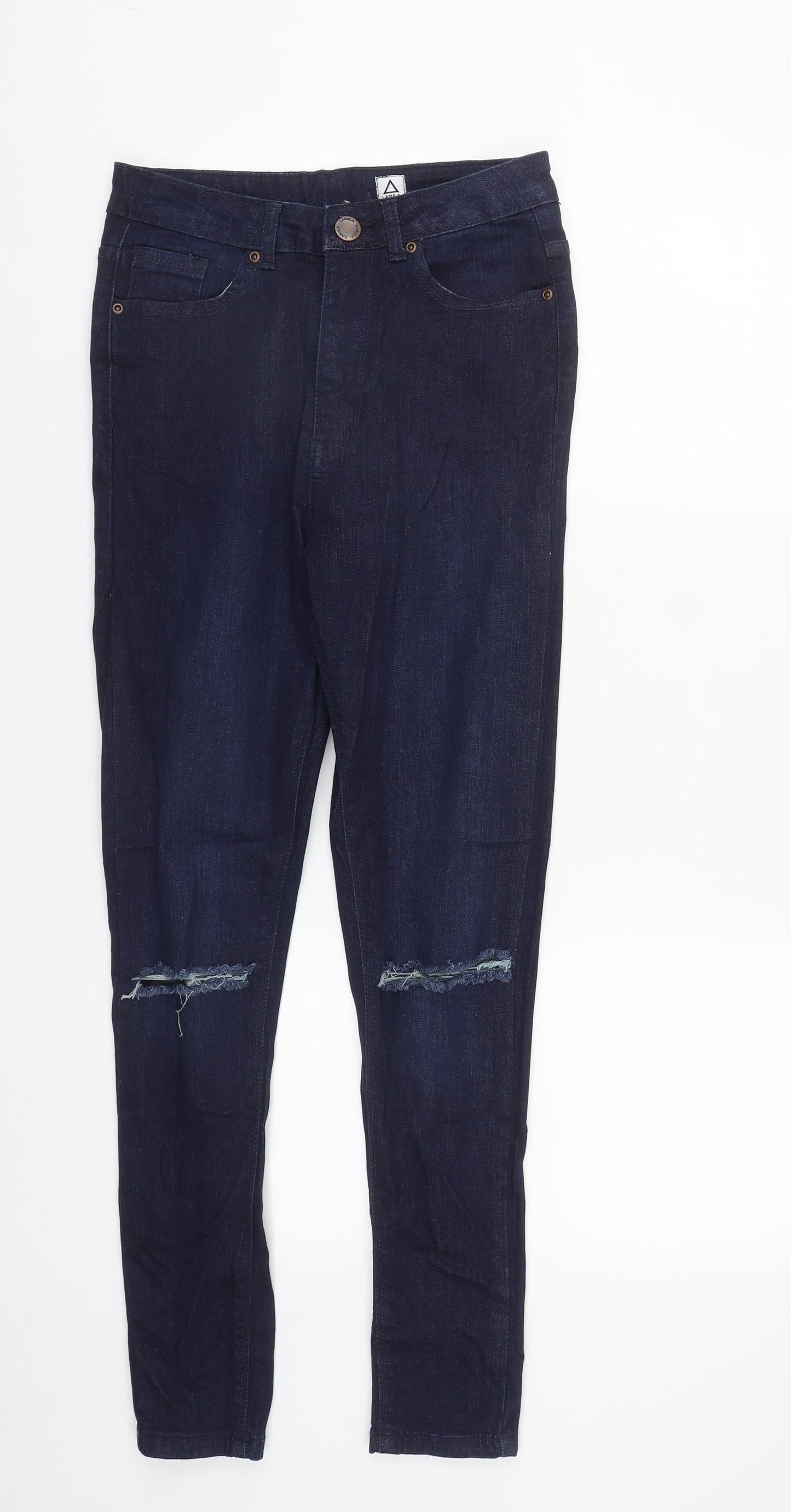 Lasula Womens Blue  Cotton Straight Jeans Size 8 L27 in Regular Zip