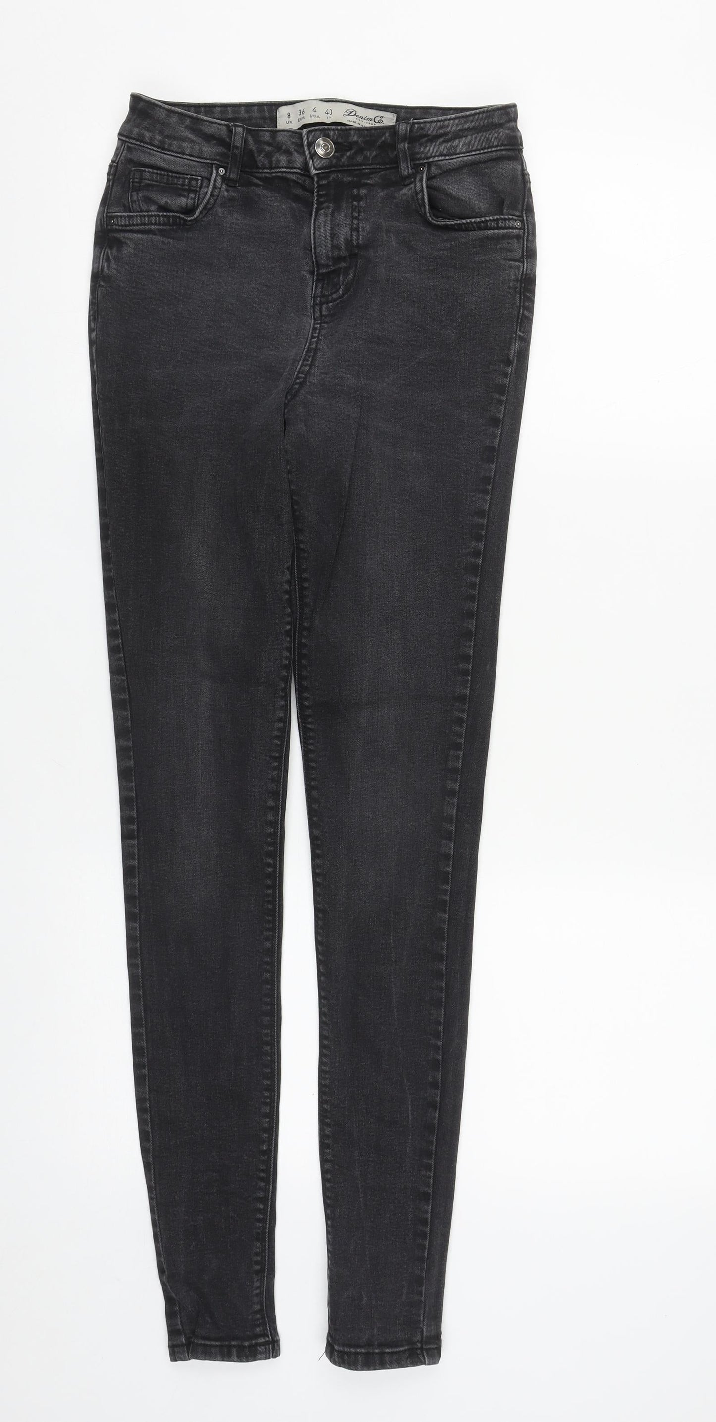Denim & Co. Womens Black  Cotton Straight Jeans Size 8 L30 in Regular Zip