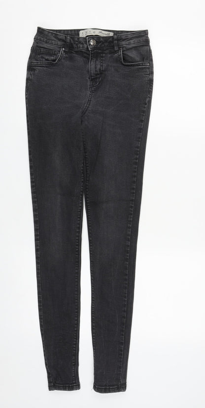 Denim & Co. Womens Black  Cotton Straight Jeans Size 8 L30 in Regular Zip