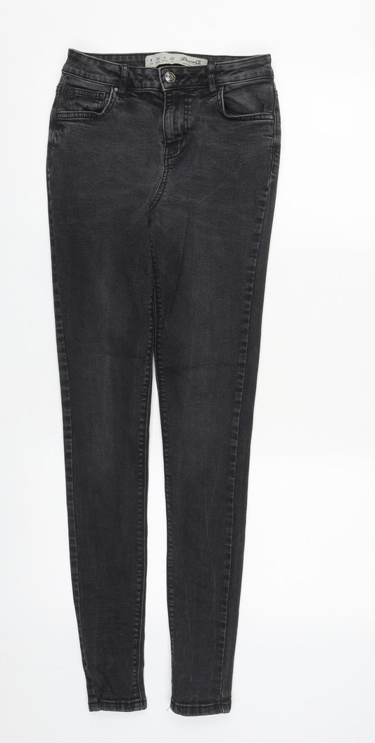 Denim & Co. Womens Black  Cotton Straight Jeans Size 8 L30 in Regular Zip