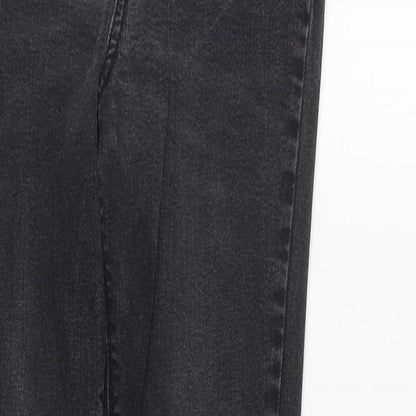 Denim & Co. Womens Black  Cotton Straight Jeans Size 8 L30 in Regular Zip