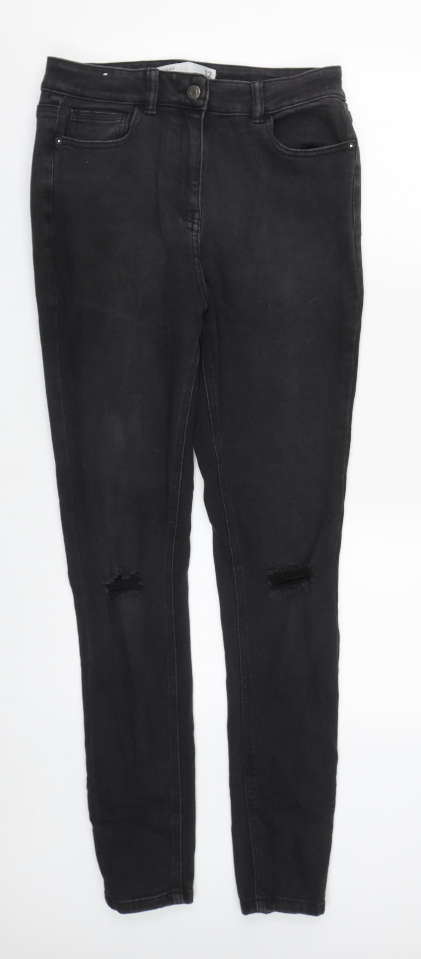 NEXT Womens Beige  Cotton Skinny Jeans Size 12 L30 in Regular Zip