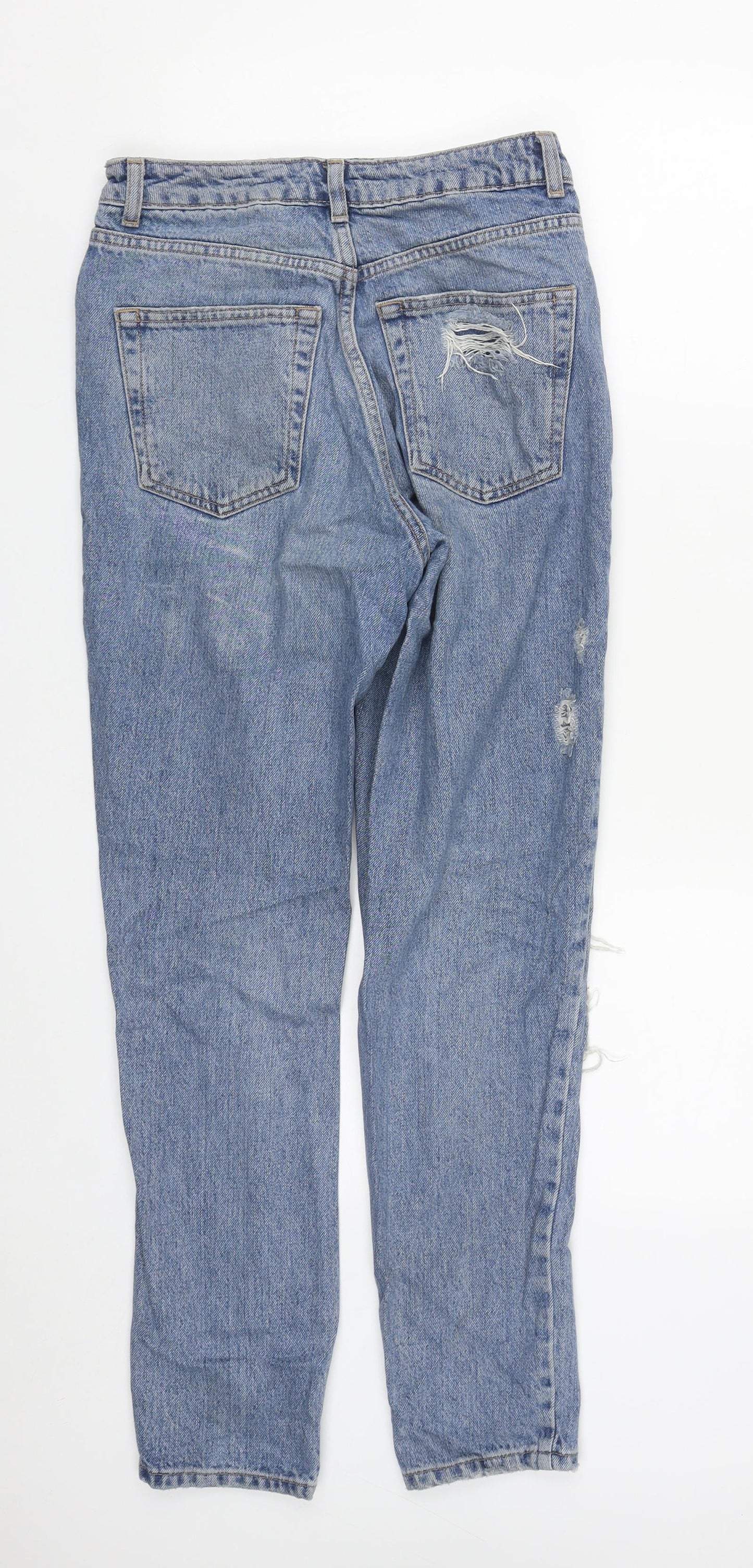 Topshop Womens Blue  Cotton Straight Jeans Size 28 in L29 in Regular Zip