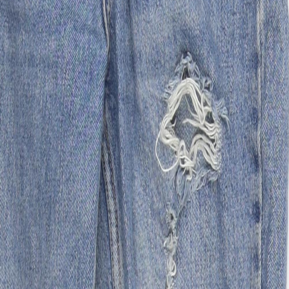 Topshop Womens Blue  Cotton Straight Jeans Size 28 in L29 in Regular Zip