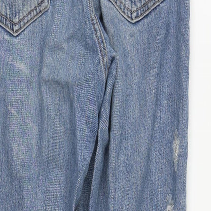 Topshop Womens Blue  Cotton Straight Jeans Size 28 in L29 in Regular Zip