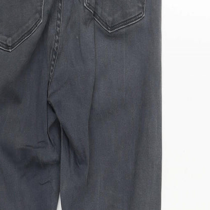 Denim & Co. Womens Grey  Cotton Skinny Jeans Size 14 L27 in Regular Zip