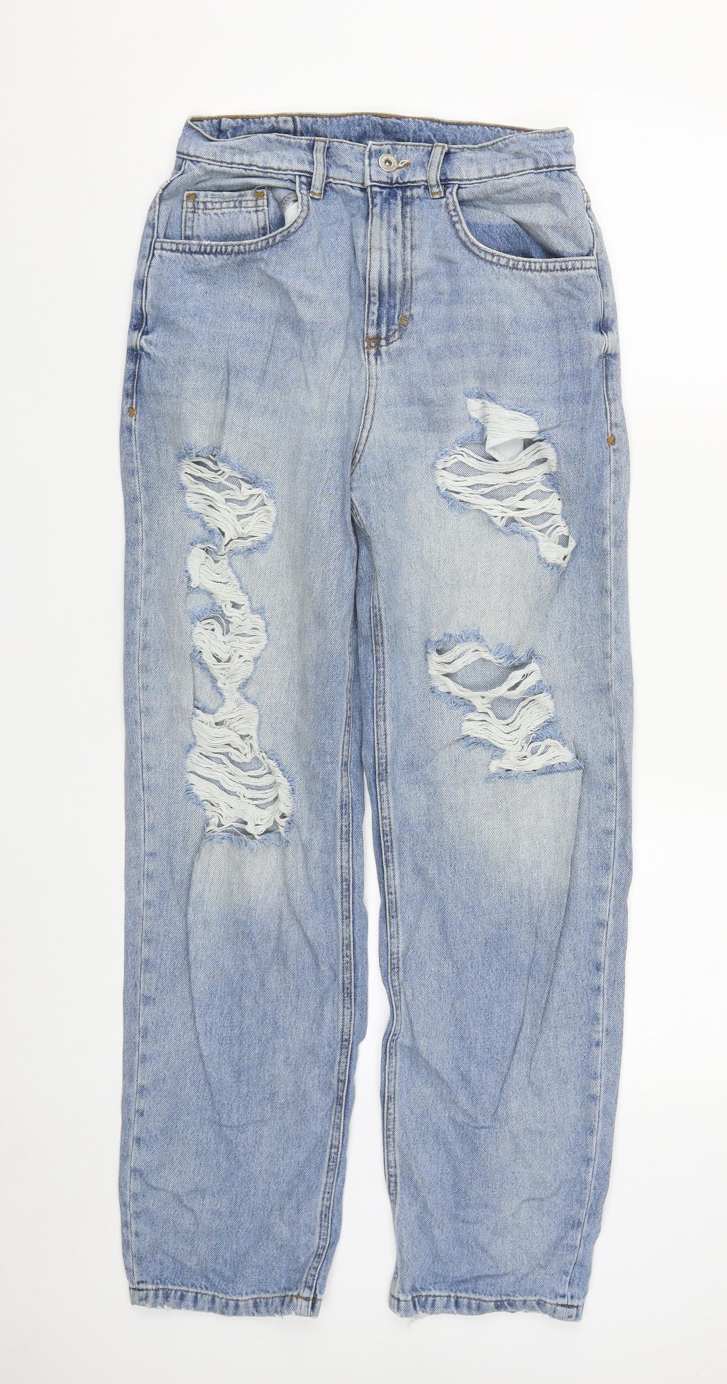 COLLUSION Womens Blue  Cotton Straight Jeans Size 8 L29 in Regular Zip