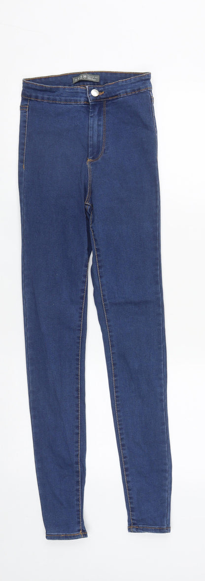 Denim & Co. Womens Blue  Cotton Straight Jeans Size 4 L27 in Regular Zip