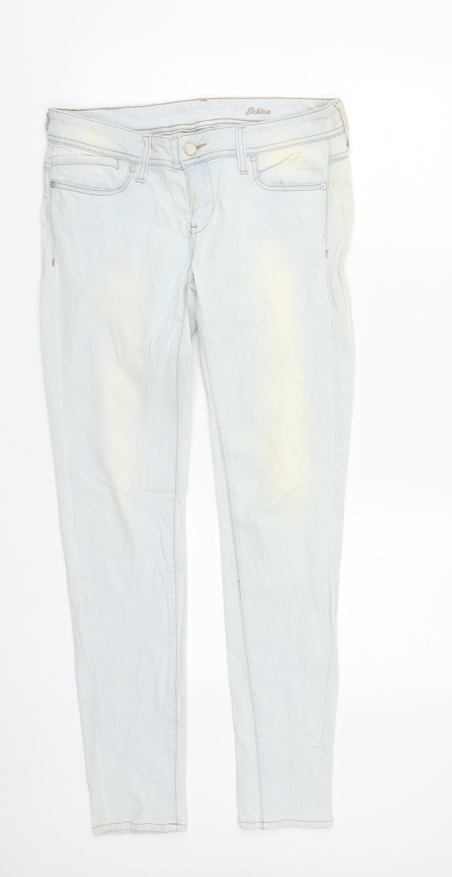 Mango Womens Blue  Cotton Straight Jeans Size 10 L30 in Regular Zip