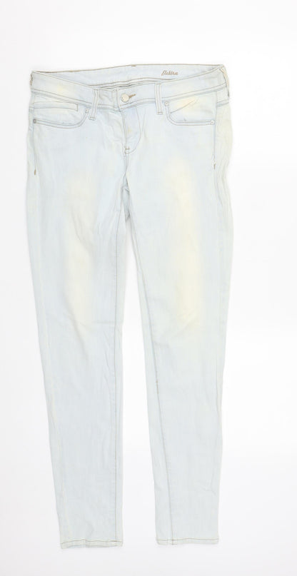 Mango Womens Blue  Cotton Straight Jeans Size 10 L30 in Regular Zip