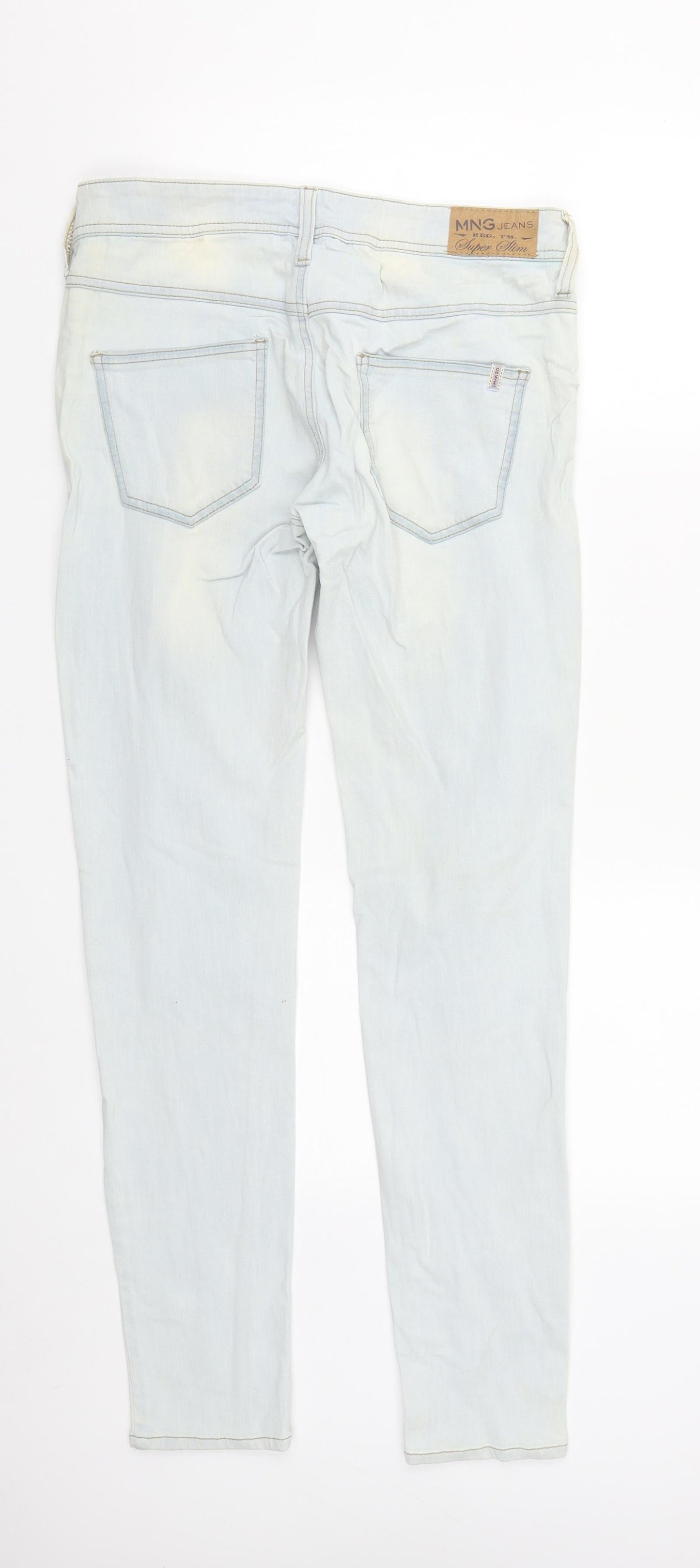 Mango Womens Blue  Cotton Straight Jeans Size 10 L30 in Regular Zip